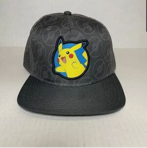 Gray Pikachu Snapback Truckers Hat - Streetwear, Unisex, Urban, Americana, Work